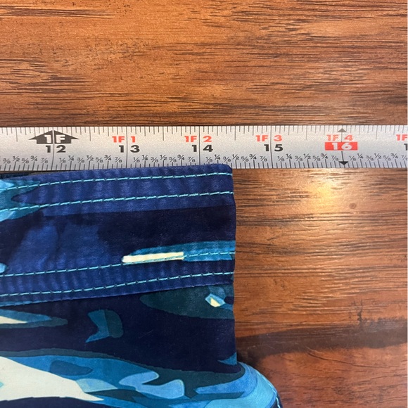 Tommy Bahama swim trunks men’s small blue waves ocean pocket zipper drawstring - Picture 4 of 11